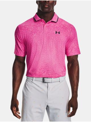 Růžové pánské žíhané sportovní polo tričko Under Armour Iso-Chill