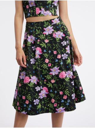 Růžovo-černá dámská květovaná sukně ORSAY