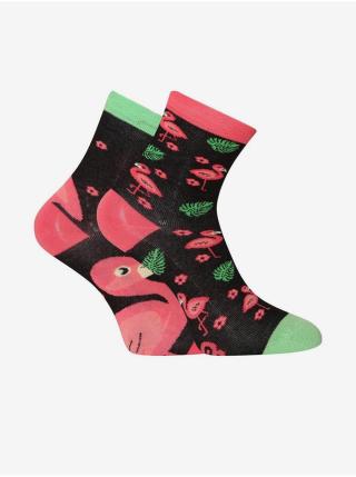 Růžovo-černé dětské veselé ponožky Dedoles Plameňáci
