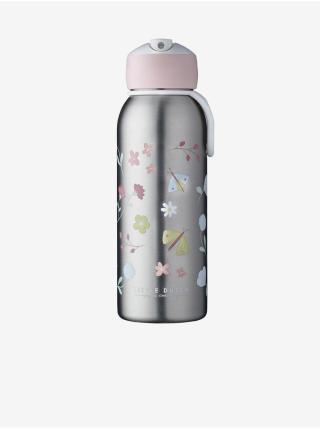 Růžovo-šedá dětská termo lahev Mepal Campus Flowers & Butterflies 350 ml