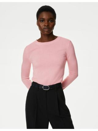 Růžový dámský měkký svetr ke krku Marks & Spencer
