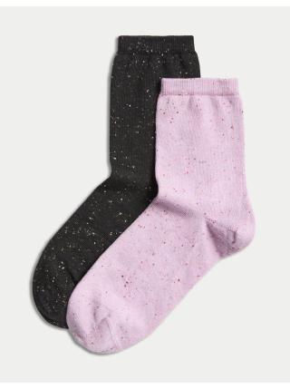 Sada 2 párů kotníkových ponožek s vysokým podílem bavlny Marks & Spencer fialová
