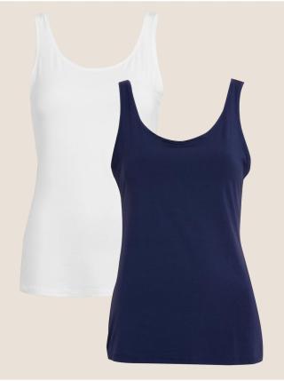 Sada dvou kusů dámských tílek Flexifit™ v modré a bílé barvě s vysokým podílem modalu Marks & Spencer