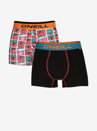 Sada dvou pánských boxerek v černé a oranžové barvě O'Neill BOXER COMIC&PLAIN 2-PACK