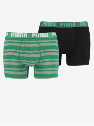 Sada dvou pánských boxerek v černé a zelené barvě Puma