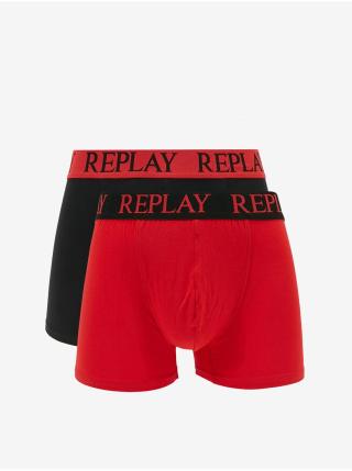 Sada dvou pánských boxerek v červené a černé barvě Replay