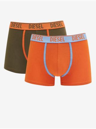 Sada dvou pánských boxerek v khaki a oranžové barvě Diesel