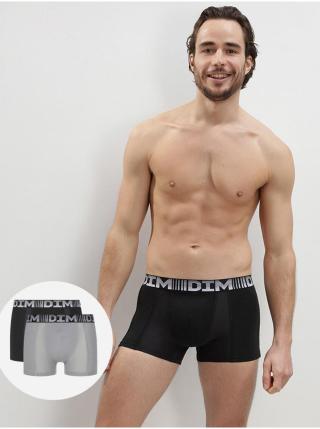 Sada dvou pánských boxerek v šedé a černé barvě Dim COTTON 3D FLEX AIR BOXER