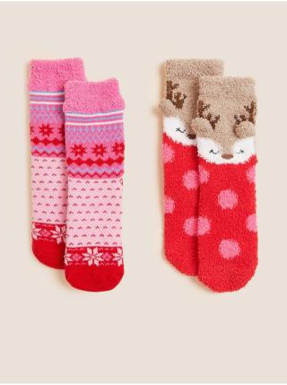 Sada dvou párů barevných holčičích ponožek Marks & Spencer