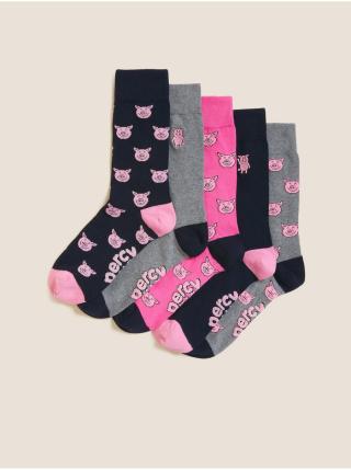Sada pěti párů unisex ponožek s motivem prasátka Percy™ Marks & Spencer