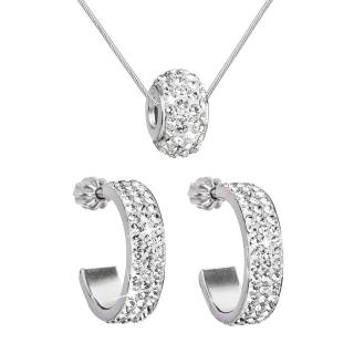 Sada stříbrných šperků náušnice a náhrdelník bílá kulatá AG SADA 3