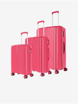 Sada tří cestovních kufrů v růžové barvě Travelite Vaka 4w S,M,L
