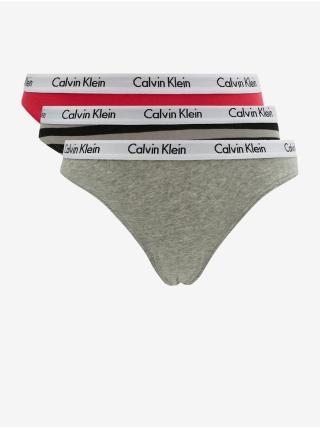 Sada tří dámských kalhotek v šedé a červené barvě Calvin Klein Underwear