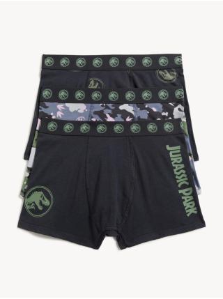 Sada tří klučičích boxerek v černé, šedé a zelené barvě Marks & Spencer Jurassic Park™