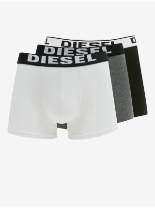 Sada tří pánských boxerek v bílé, šedé a černé barvě Diesel