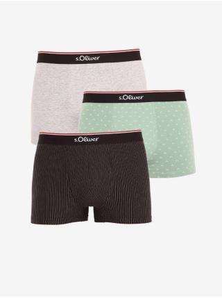 Sada tří pánských boxerek v černé, světle růžové a světle zelené barvě S.Oliver