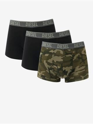 Sada tří pánských boxerek v zelené a černé barvě Diesel