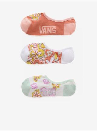 Sada tří párů dámských květovaných ponožek v bílé a růžové barvě VANS Floral