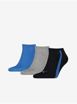 Sada tří párů ponožek v černé, světle šedé a modré barvě Puma Lifestyle
