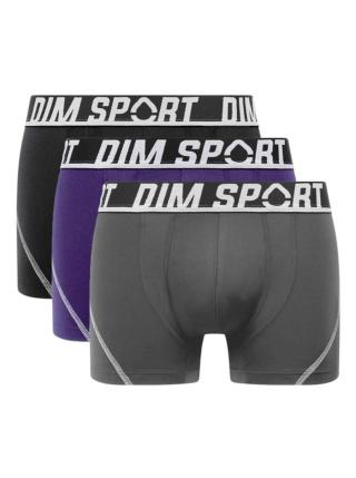 Sada tří sportovních boxerek v šedé, modré a černé barvě DIM SPORT MICROFIBRE BOXER 3x