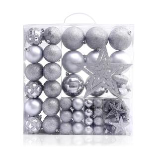 Sada vánočních ozdob STAR bílá/stříbrná, 100 ks