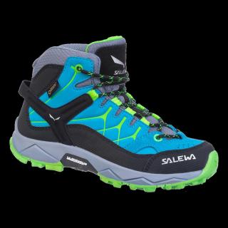 Salewa SALEWA Jr Alp Trainer Mid GTX EU 29, Blue Danube/Fluo Green Dětské trekové boty