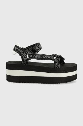 Sandály Karl Lagerfeld Velocita Hi Wedge dámské, černá barva, na platformě