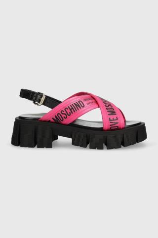 Sandály Love Moschino dámské, růžová barva, na platformě, JA16186G0GIX261A