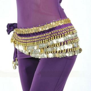 Šátek na břišní tance Salima fialový zlatá