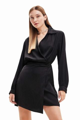 Šaty Desigual 23WWVWAI WOMAN WOVEN DRESS LONG SLEEVE černá barva, mini