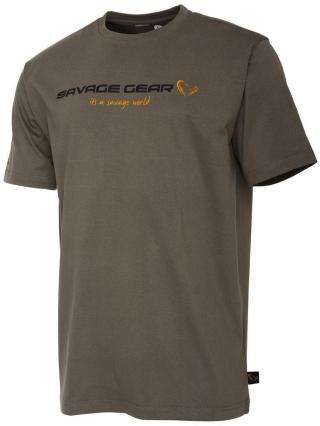 Savage Gear Tričko SG4 Logo T-Shirt Loden Green Velikost: L