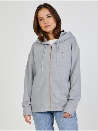 Šedá dámská žíhaná mikina na zip Tommy Hilfiger