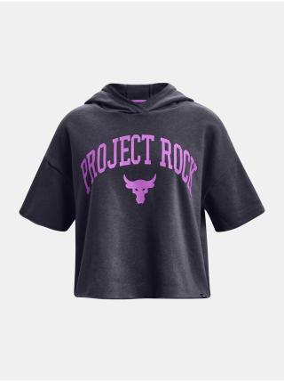 Šedá holčičí mikina Under Armour UA Pjt Rock Scrpt SS Flc Hdy-GRY