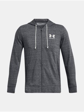 Šedá pánská sportovní mikina na zip s kapucí Under Armour UA Rival Terry LC FZ