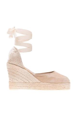 Semišové espadrilky Manebi Wedge Espadrilles béžová barva, M 1.1 WV