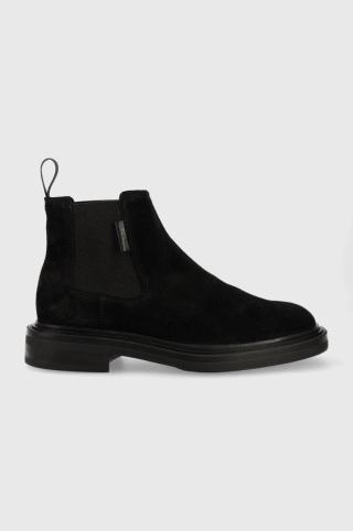 Semišové kotníkové boty Gant Fairwyn pánské, černá barva