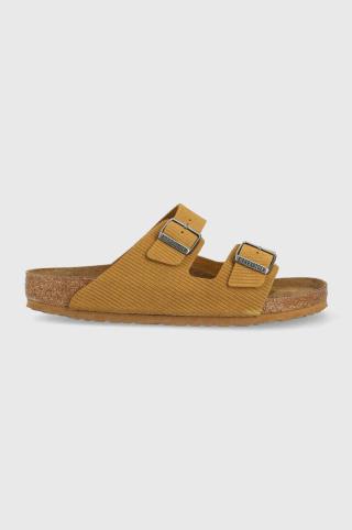 Semišové pantofle Birkenstock Arizona Corduroy pánské, hnědá barva, 1026093