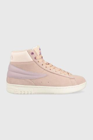 Semišové sneakers boty Fila Highflyer růžová barva