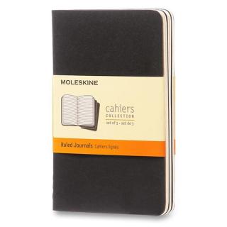 Sešity Moleskine Cahier S, linkovaný, 3 ks, černé