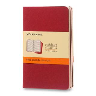 Sešity Moleskine Cahier S, linkovaný, 3 ks, červené