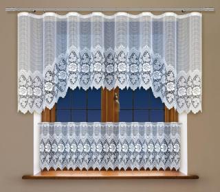 SET 2 KUSY - Dekorační vitrážová žakárová záclona LAVAN bílá 300x100 cm + 300x45 cm  MyBestHome Cena za 2 kusy