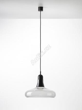 Shadows XL, závěsné svítidlo, ručně foukané sklo, šedá kouřová / černý dub / černý kabel, 5W LED, prům. 39,5cm - BROKIS A