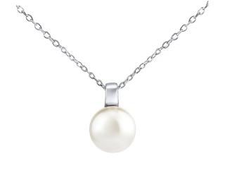 Silvego Stříbrný náhrdelník s bílou perlou Swarovski® Crystals 12 mm LPS061912PSWW