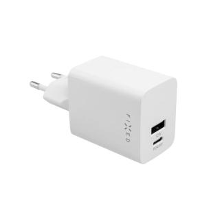 Síťová nabíječka FIXED Mini s USB-C a USB výstupem, podpora PD, 45W, bílá