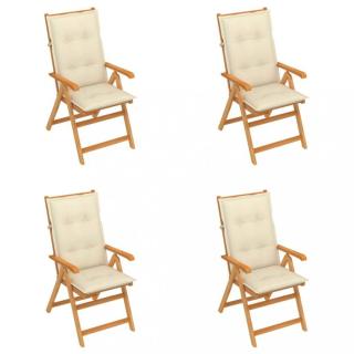 Skládací zahradní židle 4 ks s poduškami Dekorhome Krémová,Skládací zahradní židle 4 ks s poduškami Dekorhome Krémová
