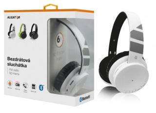 Sluchátka ALIGATOR Bluetooth sluchátka AH02, FM, SD karta, bílá