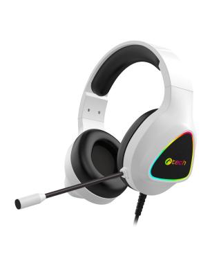 Sluchátka Herní sluchátka C-TECH Midas , casual gaming, RGB podsvícení, bílá