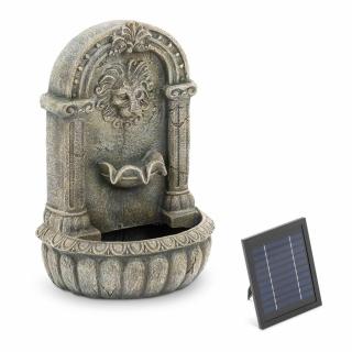 Solární zahradní fontána - tryskající lví hlava na zdobeném umyvadle - LED osvětlení