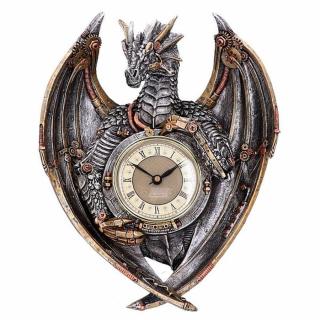 Soška a hodiny Mechanický drak - cca 27,5 cm, 1,1 kg