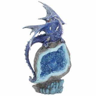Soška svítící Kobaltový drak strážce - cca 23 cm, 510 g